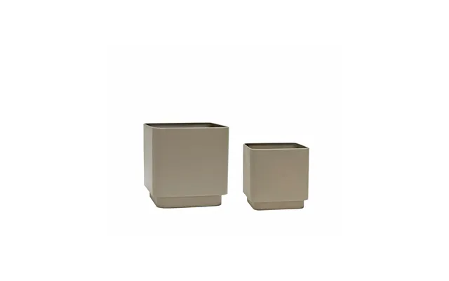 Hübsch Cube Pot Set 2 Pieces Brown