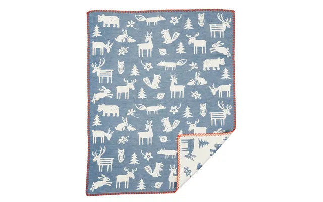 Klippan Yllefabrik Forest Baby Blanket Cotton Blue