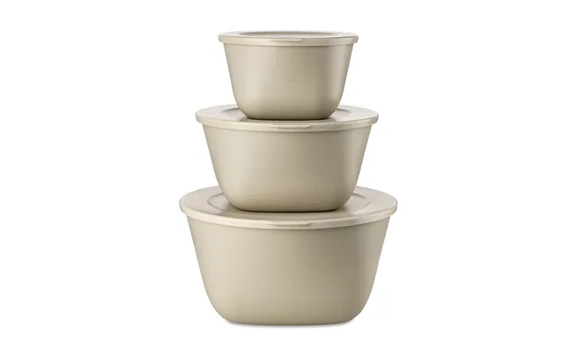 Koziol Connect Stockholm Bowl With Lid Set Of 3 Natural Desert Sand