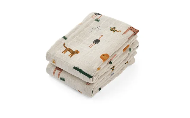 Liewood Lewis Muslin Blanket 2-pack 65x65 Cm Safari Sandy Mix