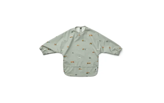 Liewood Merle Bib With Sleeve Vehicles-dove Blue Mix