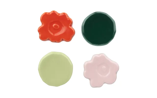 Marimekko Unikko & Kivet Chopstick Holders - Set Of 4 Pink-pear-red-dark Green