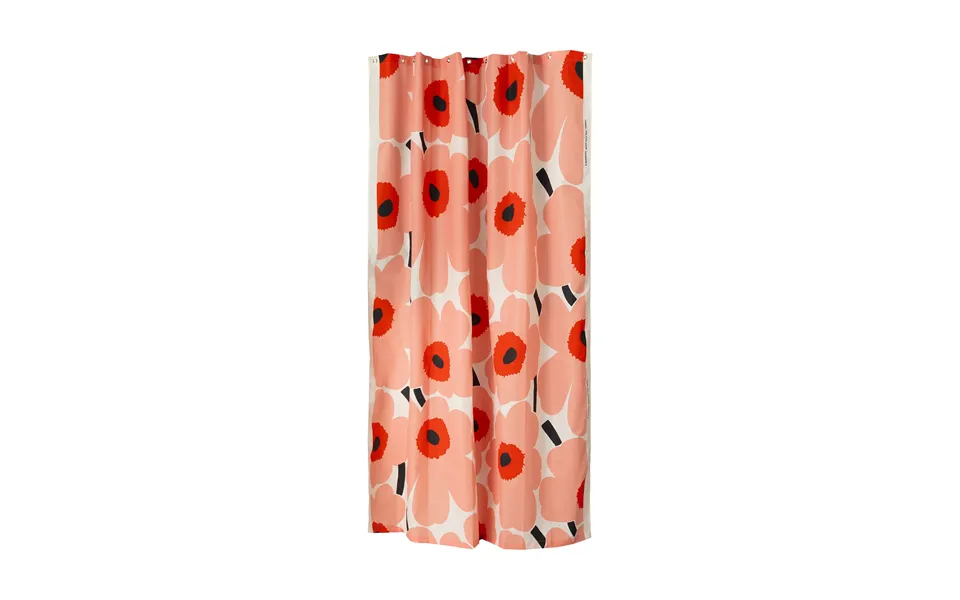 Marimekko Unikko Shower Curtain Offwhite-coral-red-charcoal