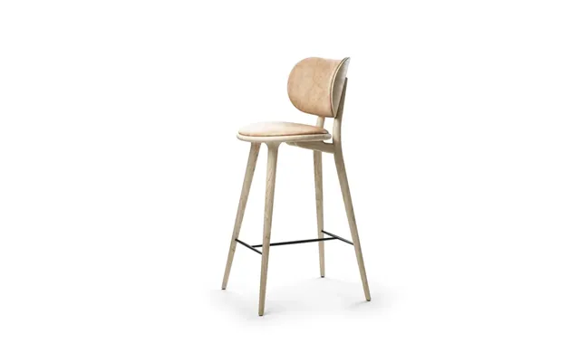 Mater Mater High Stool Backrest Barstool Low Leather Natural - Matt Varnished Oak Stand