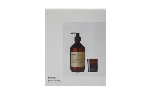 Meraki Meraki Gift Set Hand Soap And Scented Candle Northern Dawn Dark Wood