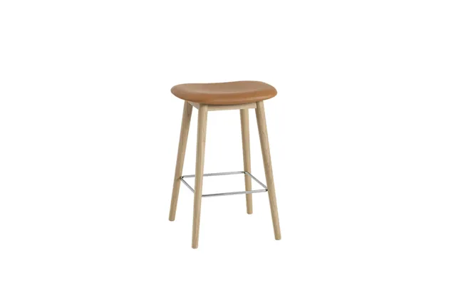 Muuto Fiber Counter Stool 65 Cm Leather Cognac - Oak Legs