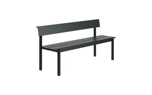 Muuto Linear Steel Bench With Backrest Black - 170x34 Cm