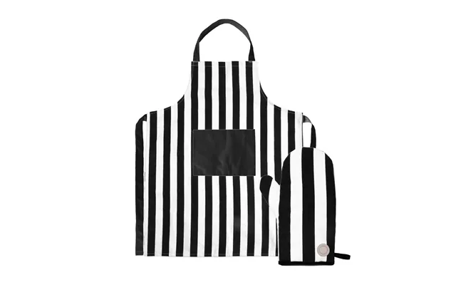 Sagaform Aron Apron And Oven Glove Set Black-beige