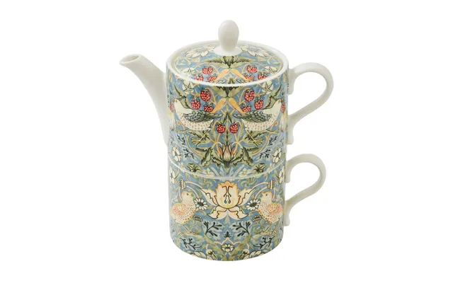 Spode Strawberry Thief Teapot And Teacup Grey