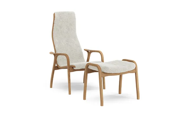 Swedese Lamino Armchair And Footstool Oiled Oak Sheepskin Off-white White