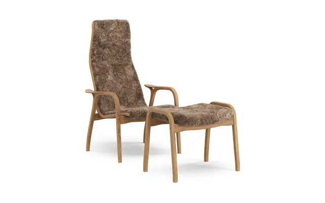 Swedese Lamino Armchair And Footstool Oiled Oak Sheepskin Sahara Nougat-brown