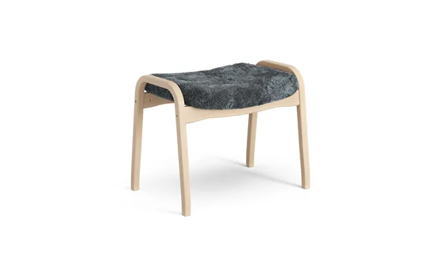 Swedese Lamino Foot Stool Laquered Beech Sheep Skin Charcoal Dark Grey