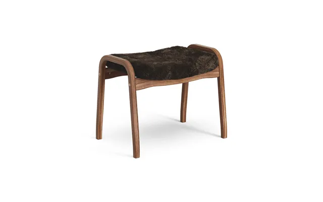Swedese Lamino Foot Stool Oiled Walnut Sheep Skin Espresso Brown