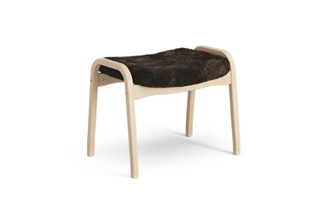 Swedese Lamino Footstool Sheepskin Espresso - Natural Lacquered Beech