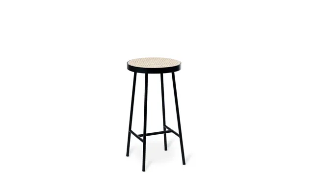 Warm Nordic Be My Guest Barstool Rattan - Black Steel Legs