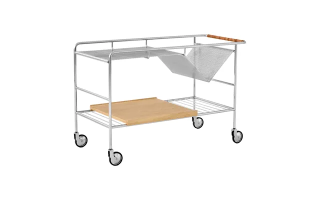 &tradition Alima Storage Trolley Varnished Oak Chrome & Lacquered Oak