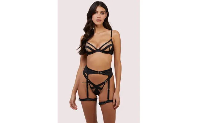 Alessia Black Satin And Illusion Mesh Buckled Set 38f