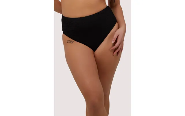 Black Textured High Waisted Bikini Bottom Uk 8