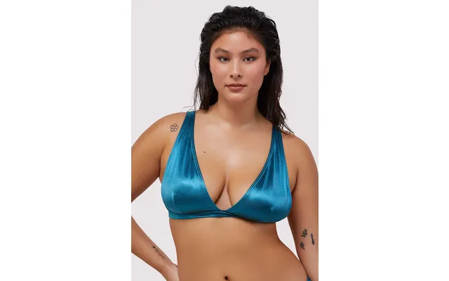 Blue Shine Non Wired Plunge Bikini Top Fuller Bust Exclusive 18e F