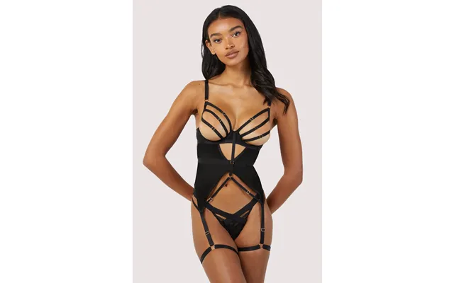 Chantal Black Wired Mesh Basque With Leg Harness Uk 14 product image