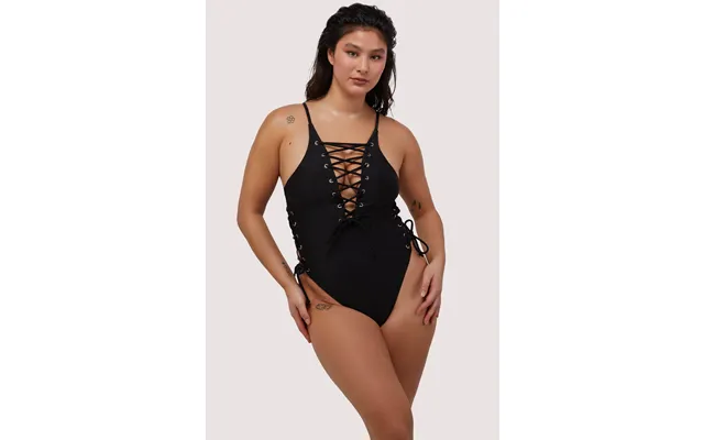 Eden Eden Fuller Bust Black Plunge Lace-up Swimsuit 18d Dd