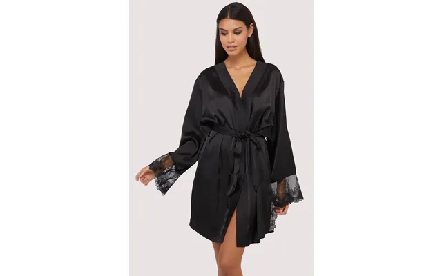 Eleanor Black Satin & Embroidery Robe 22