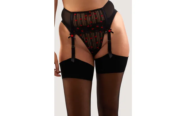 Elodie Black And Red Rosebud Embroidery Suspender Belt 12