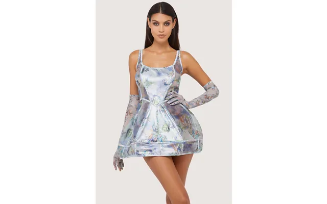 Gracie Renaissance Print Boned Underbust Mesh Mini Dress 10