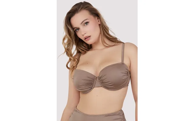 Jade Fuller Bust Taupe Neutral Ruched Balconette Bikini Top 36e