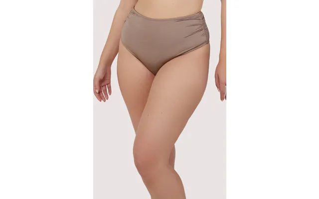 Jade Taupe Neutral High Waist High Leg Ruched Bikini Bottom 10