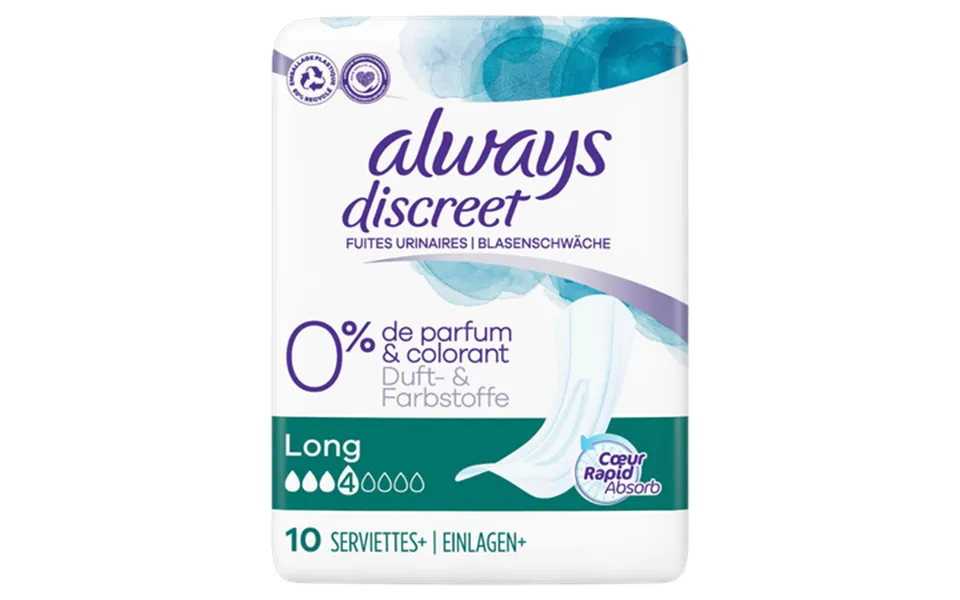 Always Discreet Long Incontinence Pads - 10 Pcs