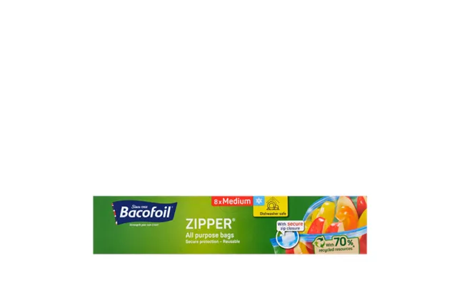 Bacofoil Zipper All Purpose Medium Bags - 8 Pcs