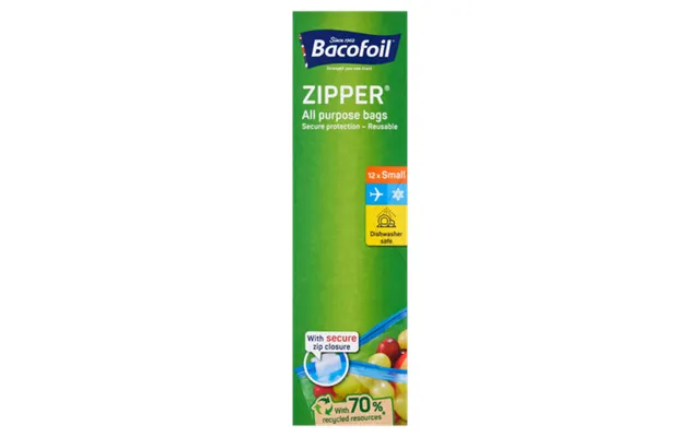 Bacofoil Zipper All Purpose Small Bags - 12 Pcs