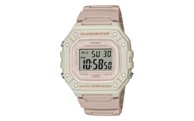 Casio W-218hc-4a2vdf Illuminator Digital Watch - Beige & Pink Strap