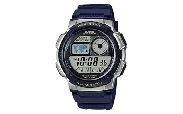 Casio Youth Ae-1000w-2avdf World Time Digital Sports Watch - Blue Resin Band