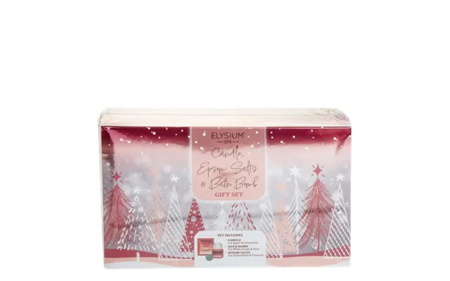 Elysium Spa Candle - Epsom Salts & Bath Bomb Apple Scented Gift Set 3 Pcs