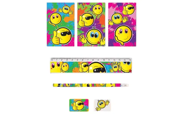 Fun Stationery Smiley Face Stationery Set 5 Pcs