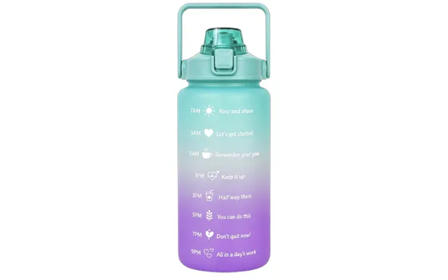 Motivational Blue-purple Water Bottle With Straw 2000 Ml