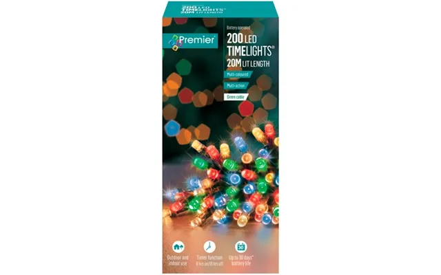 Premier 200 Led Battery Powered Multicolour Light Chain - 20 Metres
