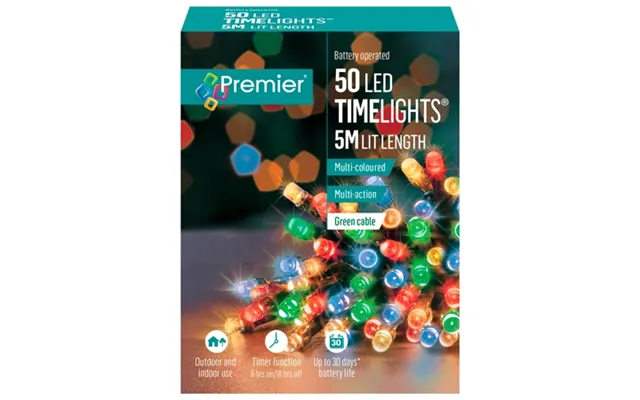 Premier 50 Led Battery Powered Multicolour Light Chain - 5 Metres