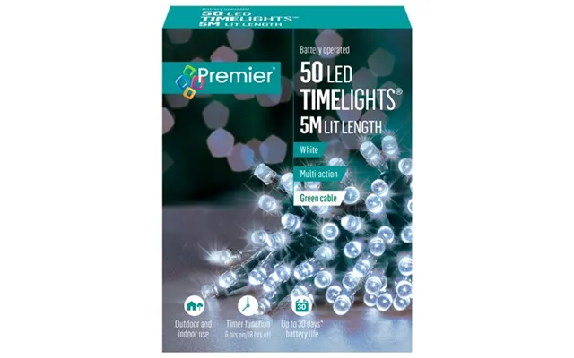 Premier 50 Led Battery White Light Chain - 5 Metres