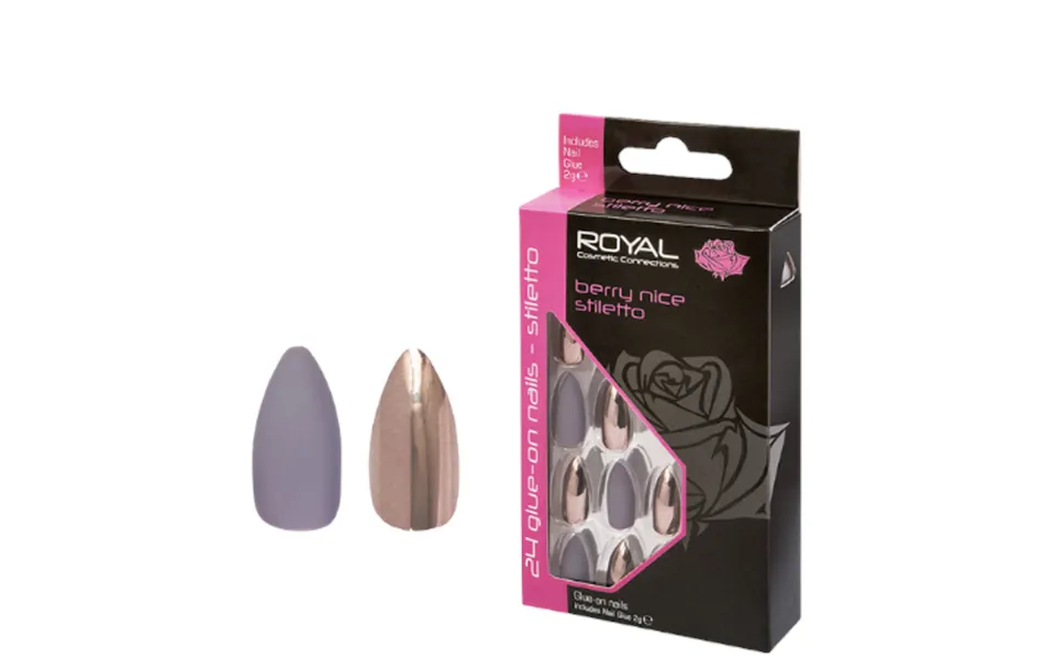 Royal Artificial Nails Berry Nice Stiletto - 24 Pcs