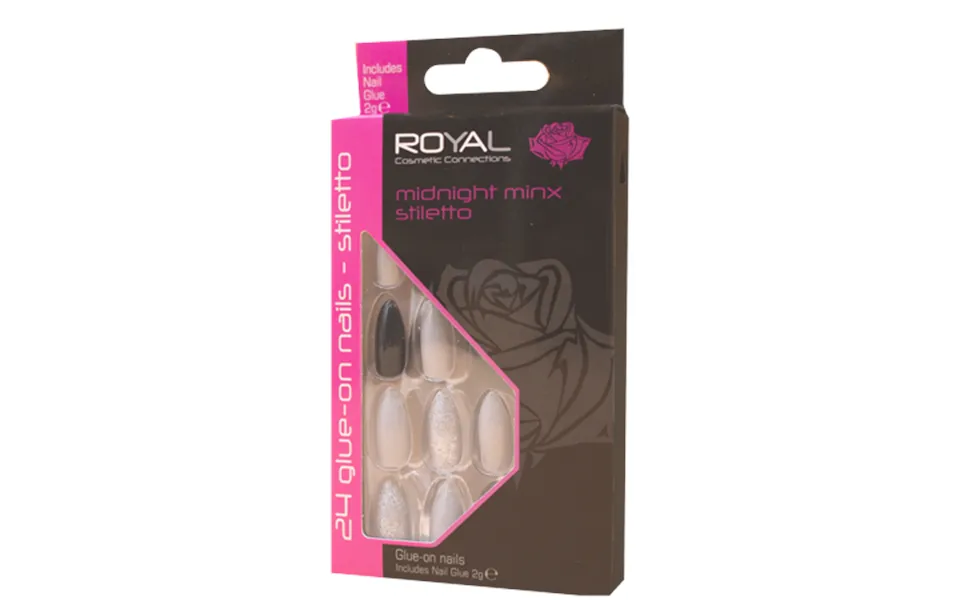 Royal Artificial Nails Midnight Minx Stiletto - 24 Pcs