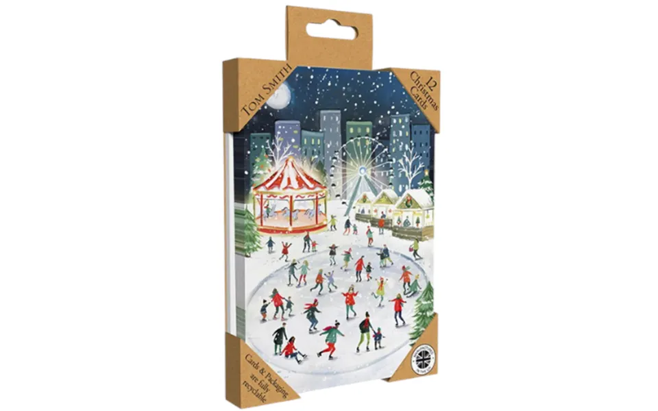 Tom Smith Luxury Christmas Card Ice Skating Rink - 12 Pcs