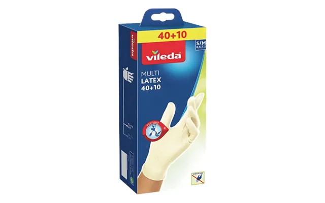 Vileda Multi Latex S M Disposable Gloves - 50 Pcs