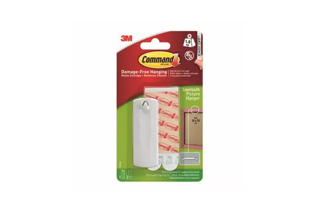 3m Command Sawtooth Picture Hanger With Command Adhesive Strips White Each - 7100109314