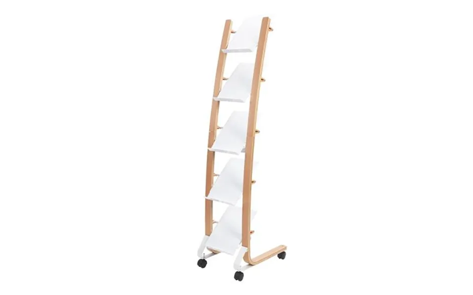 Alba Mobile Wooden Floor Stand 5 Shelves A4 Format Literature Display H1650 X W360 X D520mm Light Wood White - Dd5pmw Bc