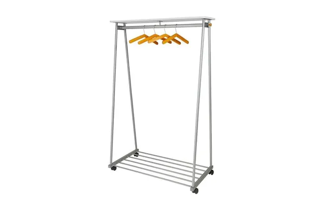Alba Oslo Mobile Garment Rack Silver Grey And White Wood - Supplied With 6 Hangers