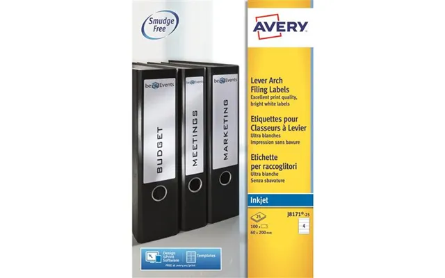 Avery J8171-25 Self-adhesive Label White 100 Pc S