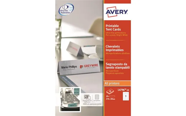 Avery L4796-20 Non-metallic Nameplate White Paper